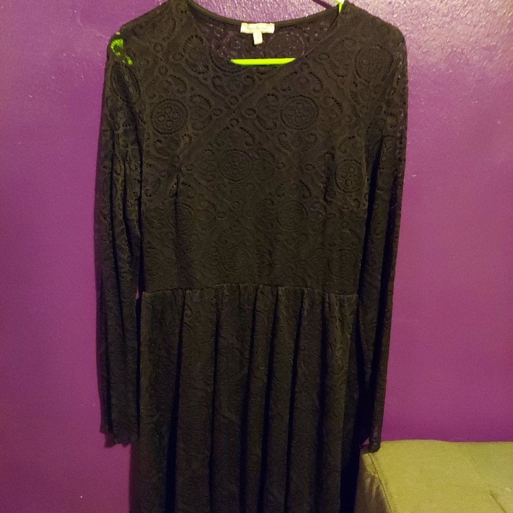 Black Long Sleeve Midi Dress